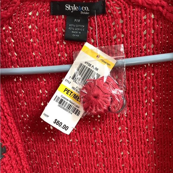 Style & Co Beautiful 🌹NWT Red Snap Button Sweater. - Picture 9 of 14